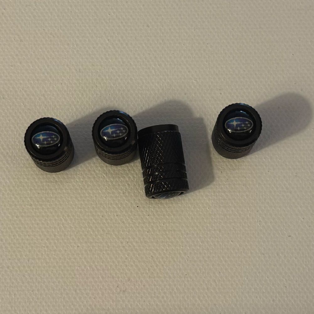 Subaru Valve Stem Caps in Black Set of 4 NWT